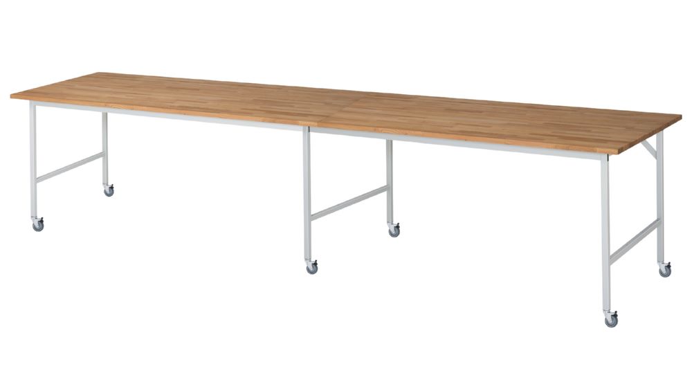Produktbild Rau Werkbänke Fahrbarer Arbeitstisch Jerry 4000 x 1000 x 900 mm Platte 25 mm mit 6 Lenkrollen