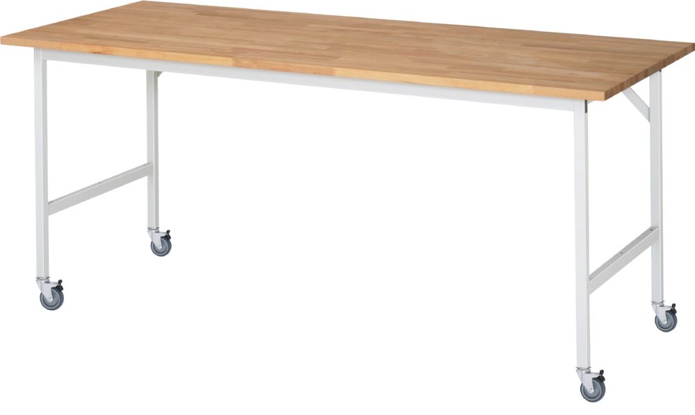 Produktbild Rau Werkbänke Fahrbarer Arbeitstisch Jerry 2000 x 800 x 900 mm Platte 25 mm mit 4 Lenkrollen