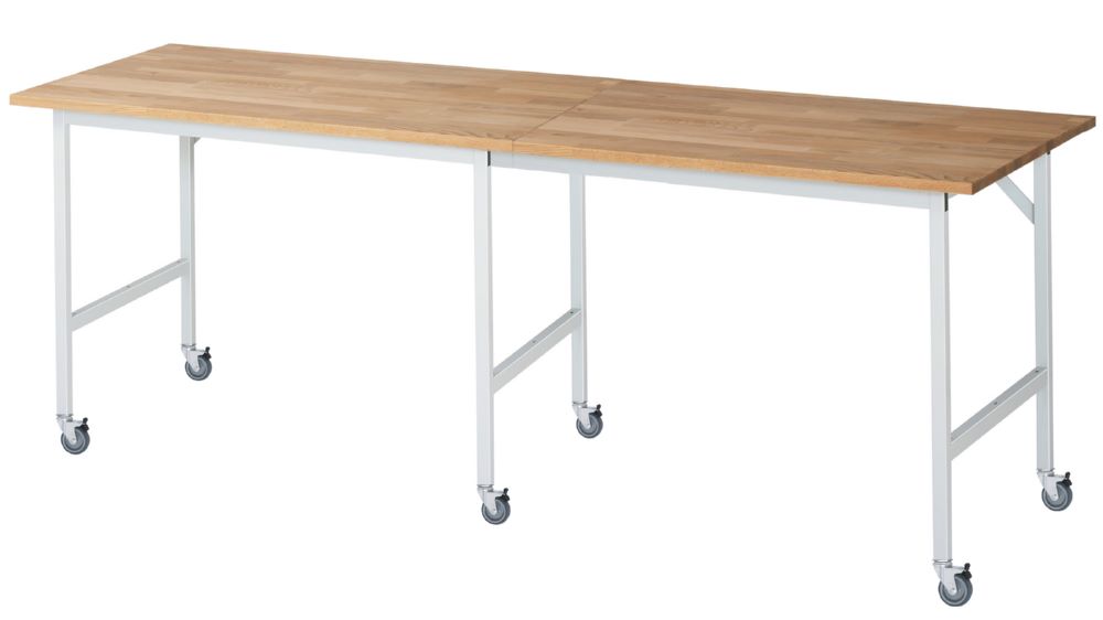 Produktbild Rau Werkbänke Fahrbarer Arbeitstisch Jerry 2500 x 800 x 900 mm Platte 25 mm mit 6 Lenkrollen