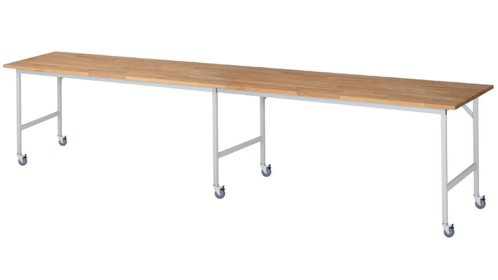 Produktbild Rau Werkbänke Fahrbarer Arbeitstisch Jerry 4000 x 800 x 900 mm Platte 25 mm mit 6 Lenkrollen