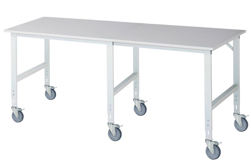 Produktbild Rau Werkbänke Fahrbarer Arbeitstisch Tom 2500 x 1000 x 910-1230 mm Platte 22 mm 6 Lenkrollen