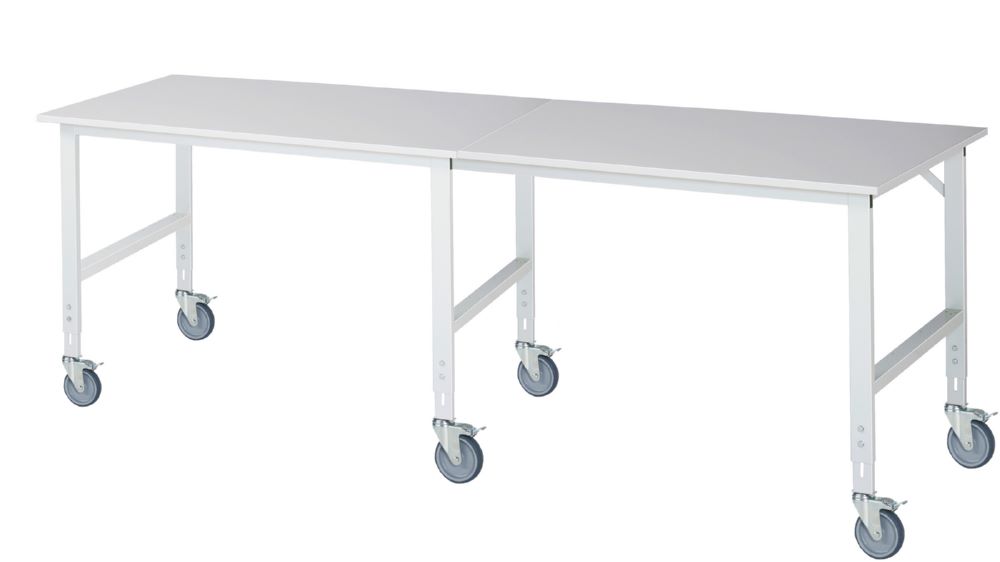 Produktbild Rau Werkbänke Fahrbarer Arbeitstisch Tom 3000 x 1000 x 910-1230 mm Platte 22 mm 6 Lenkrollen