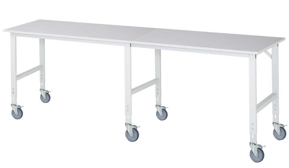 Produktbild Rau Werkbänke Fahrbarer Arbeitstisch Tom 3000 x 800 x 910-1230 mm Platte 22 mm 6 Lenkrollen