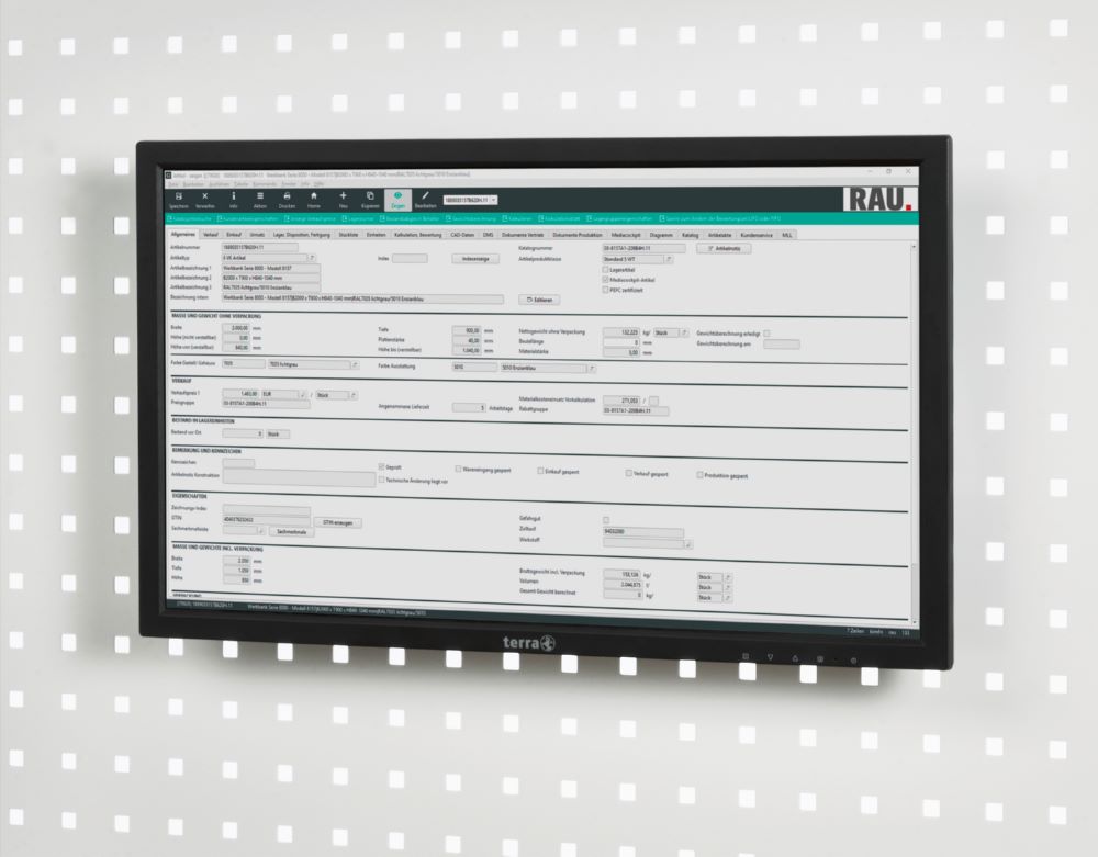 Produktbild Rau Werkbänke Flachbildschirmhalter zur Montage an Lochplatte