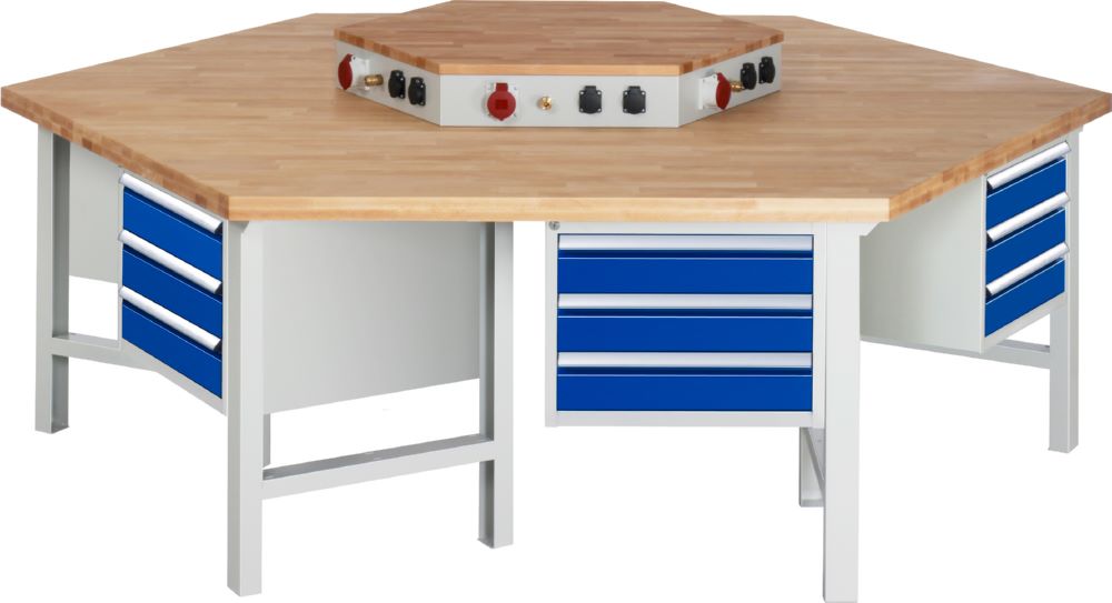 Produktbild Rau Werkbänke Gruppenwerkbank 4000 2700 mm breit Modell 427 Systemunterbau