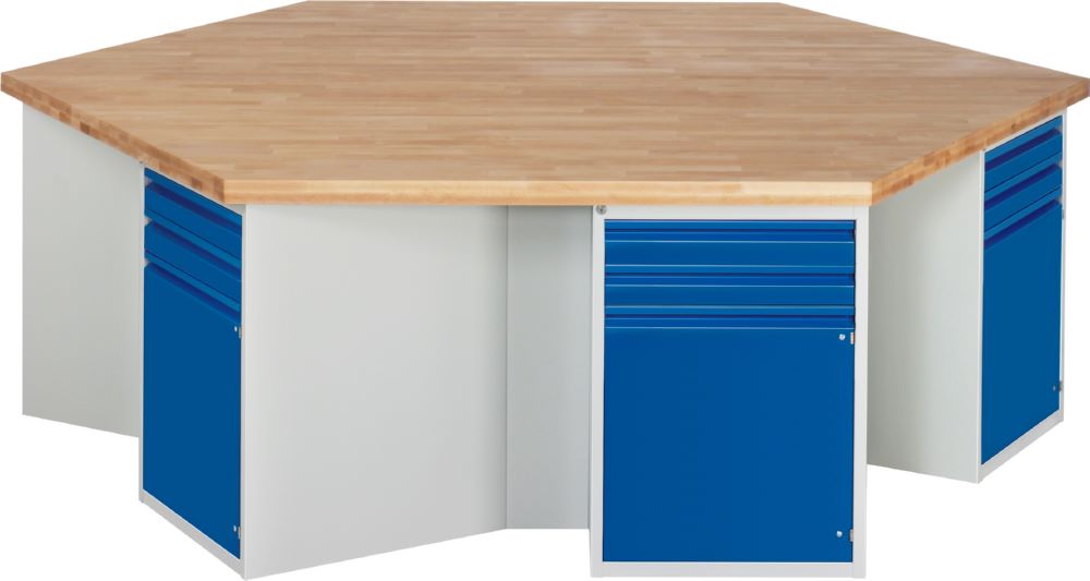 Produktbild Rau Werkbänke Gruppenwerkbank 492I 2700 x 2340 x 840 mm 6x2 Schubladen und 6x1 Tür