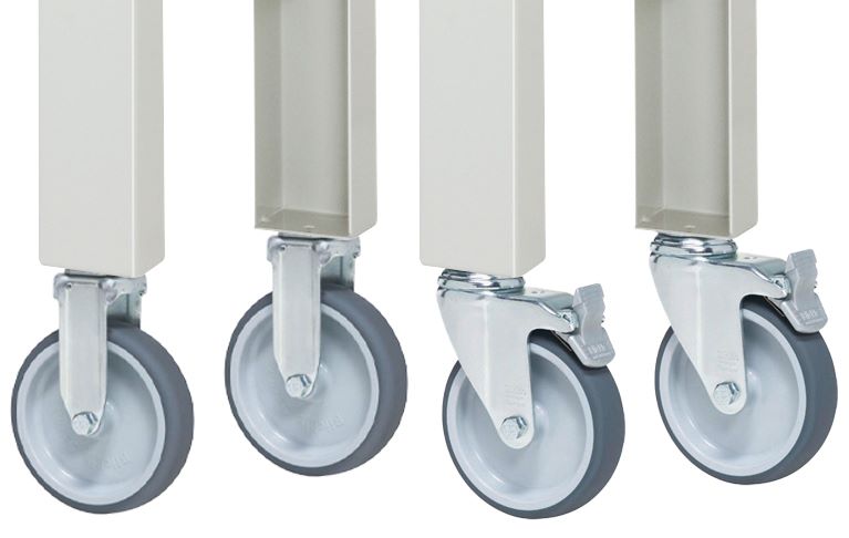 Produktbild Rau Werkbänke Rollensatz WB 7000 mit Rückenloch 2 Bock- und 2 Lenkrollen mit Feststeller