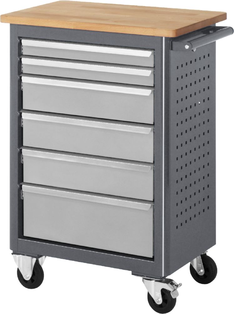 Produktbild Rau Werkbänke Rollwerkbank 6030 960 x 450 x 950 mm mit 6 Schubladen Buche Platte 25 mm