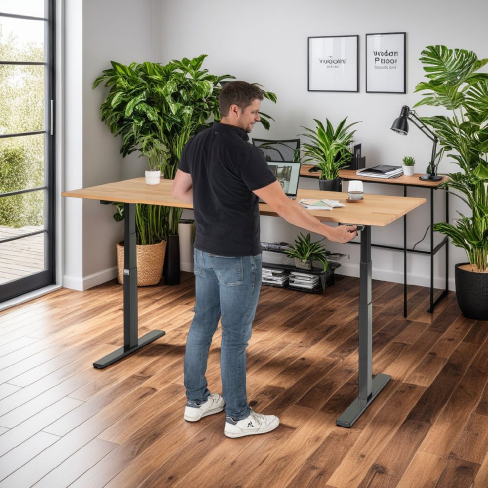 Produktbild Schreibtisch adlatus 100 1500 x 800 x 650-1300 mm B-Platte 25 mm RAL 9005 bild 2