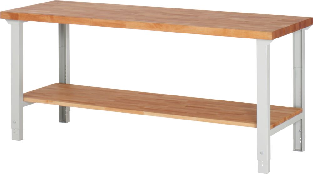 Produktbild Rau Werkbänke Werkbank 7000 2000 x 700 x 790-1140 mm Ablageboden Buche