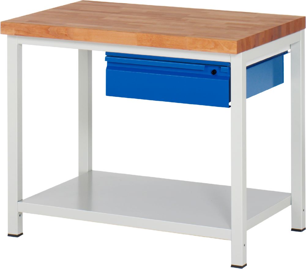 Produktbild Rau Werkbänke Werkbank 8001I6 1000 x 700 x 840-1040 mm Ablageboden Metall mit 1 Schublade