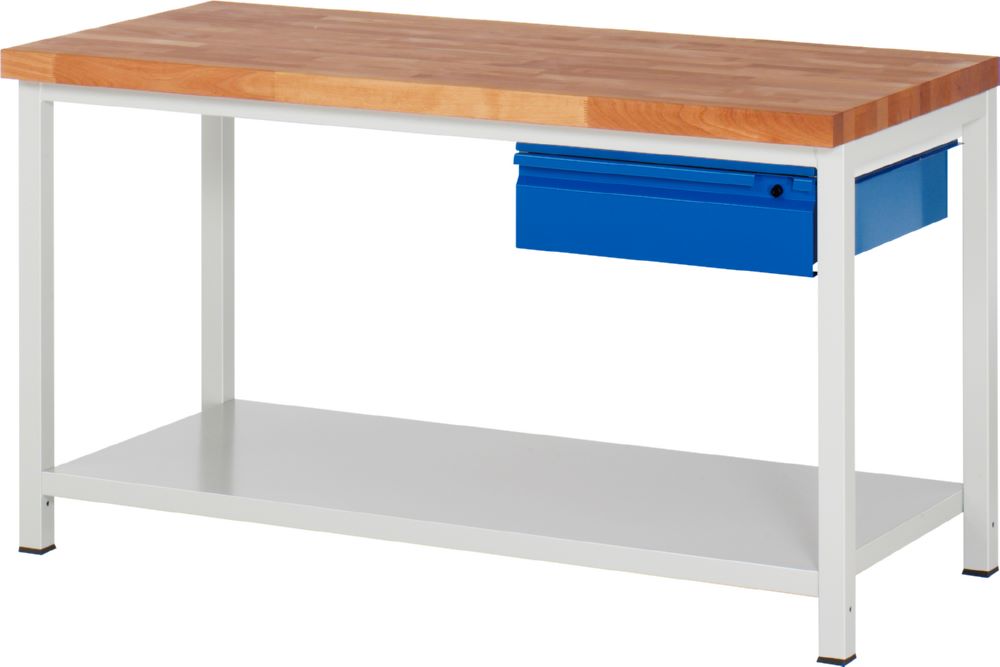 Produktbild Rau Werkbänke Werkbank 8001I6 1500 x 700 x 840 mm Ablageboden Metall mit 1 Schublade