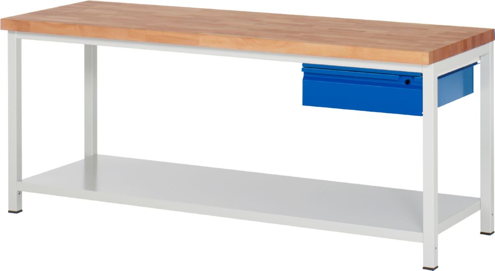 Produktbild Rau Werkbänke Werkbank 8001I6 2000 x 700 x 840 mm Ablageboden Metall mit 1 Schublade