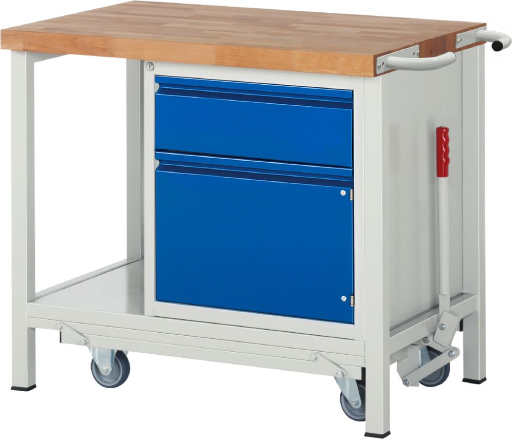 Produktbild Rau Werkbänke Werkbank mit Fahrgestell 8152I6 1000 x 700 x 880 mm mit 1 Schublade und 1 Tür