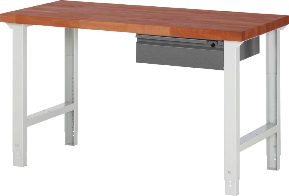 Produktbild Rau Werkbänke Werkbank 7001I1 1500 x 700 x 790-1140 mm mit 1 Schublade RAL 7035 / RAL 7016