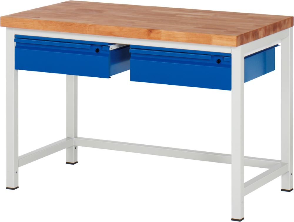 Produktbild Rau Werkbänke Werkbank 8002I1 1250 x 700 x 840 mm mit 2 Schubladen