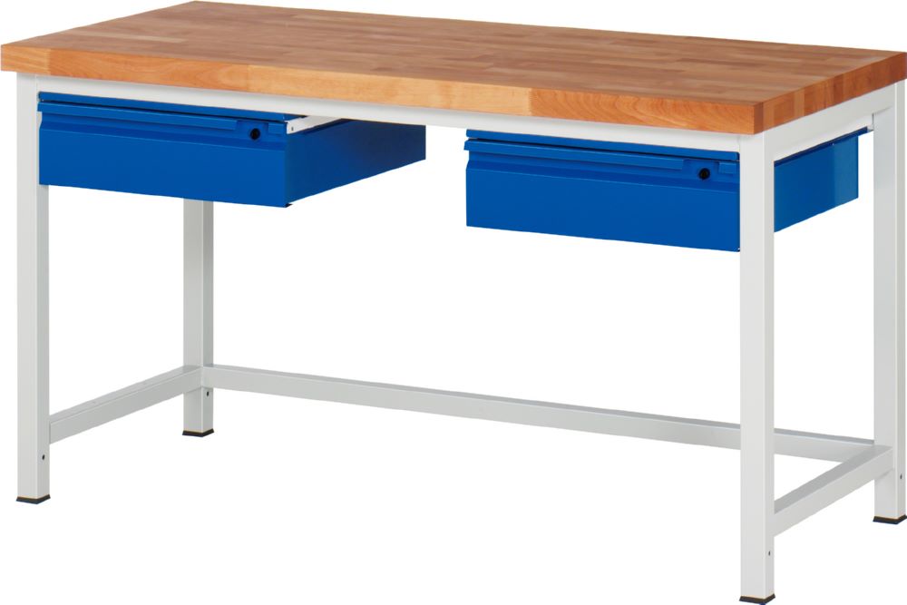 Produktbild Rau Werkbänke Werkbank 8002I1 1500 x 700 x 840-1040 mm mit 2 Schubladen