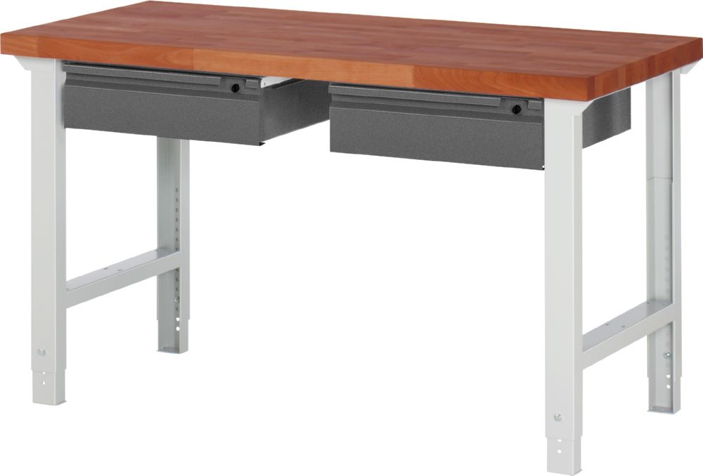 Produktbild Rau Werkbänke Werkbank 7002I1 1500 x 700 x 790-1140 mm mit 1 Schubladen RAL 7035 / RAL 7016