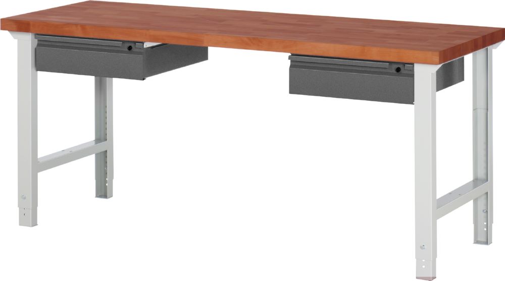 Produktbild Rau Werkbänke Werkbank 7002I1 2000 x 700 x 790-1140 mm mit 1 Schubladen RAL 7035 / RAL 7016