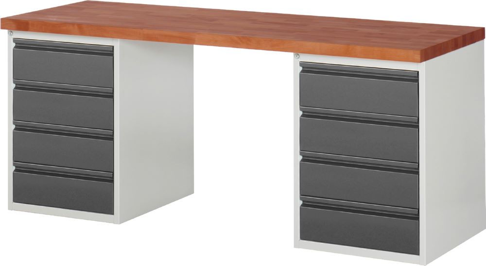 Produktbild Rau Werkbänke Werkbank 7509I3 2000 x 700 x 890 mm mit 8 Schubladen RAL 7035 / RAL 7016