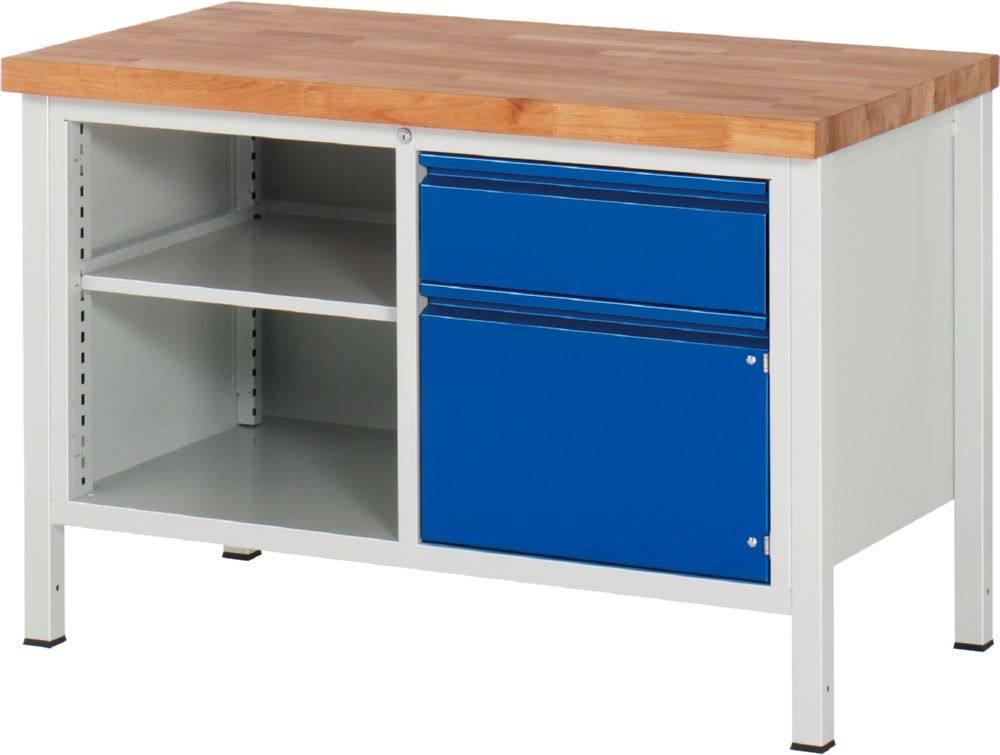 Produktbild Rau Werkbänke Werkbank 8461I2 1250 x 700 x 840-1040 mm mit 1 Schubladen und 1 Tür