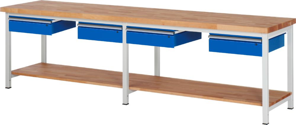 Produktbild Rau Werkbänke Werkbank Serie 8000 - Modell 8002 Buche-MassivArbeitsplatte 40 mm