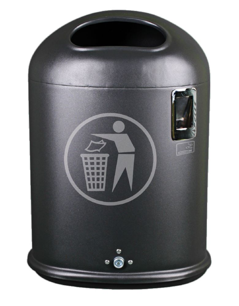 Produktbild Renner Abfallbehälter oval 45L RAL7016 mit Ascher