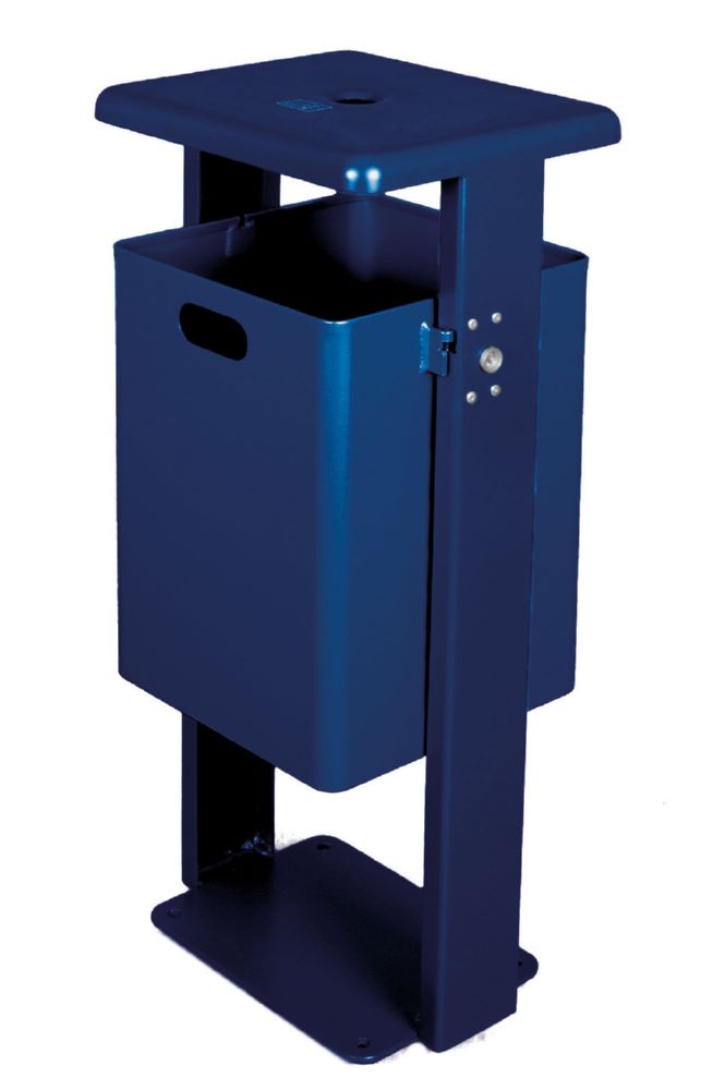 Produktbild Renner Rechteck Abfallbehälter 40L RAL5013 mit Ascher zum Aufschrauben