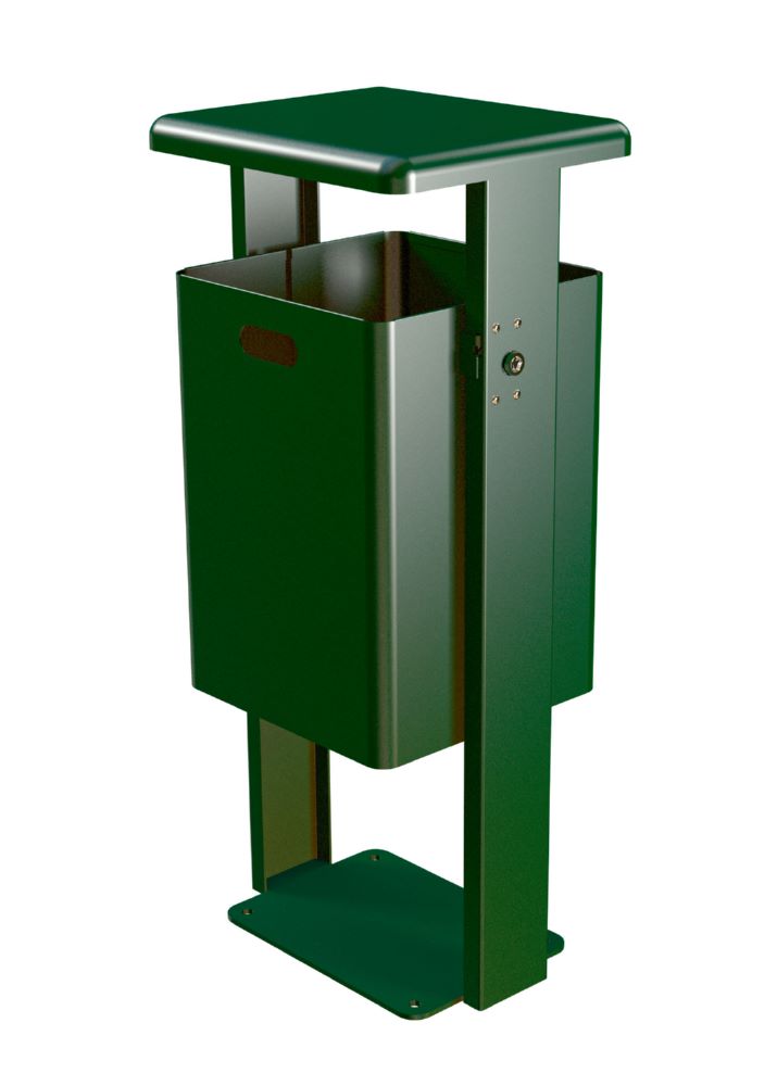 Produktbild Renner Rechteck Abfallbehälter 40 l dunkelgrün mit Ascher