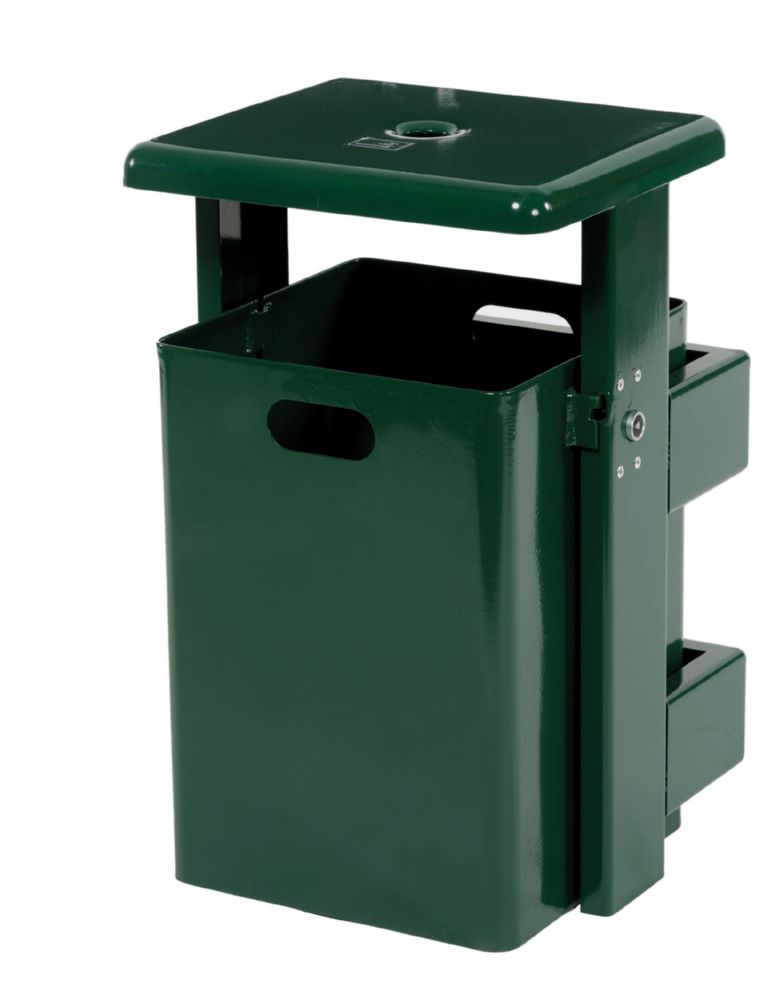 Produktbild Renner Abfallbehälter 40 l RAL6005 dunkelgrün mit Ascher