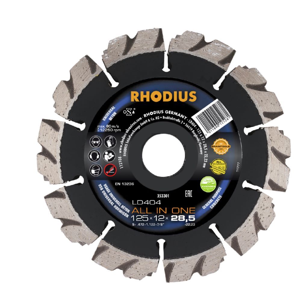Produktbild Rhodius LD404 ALL IN ONE Diamantfrässcheibe 125 x 12,0 x 28,5 x 22,23