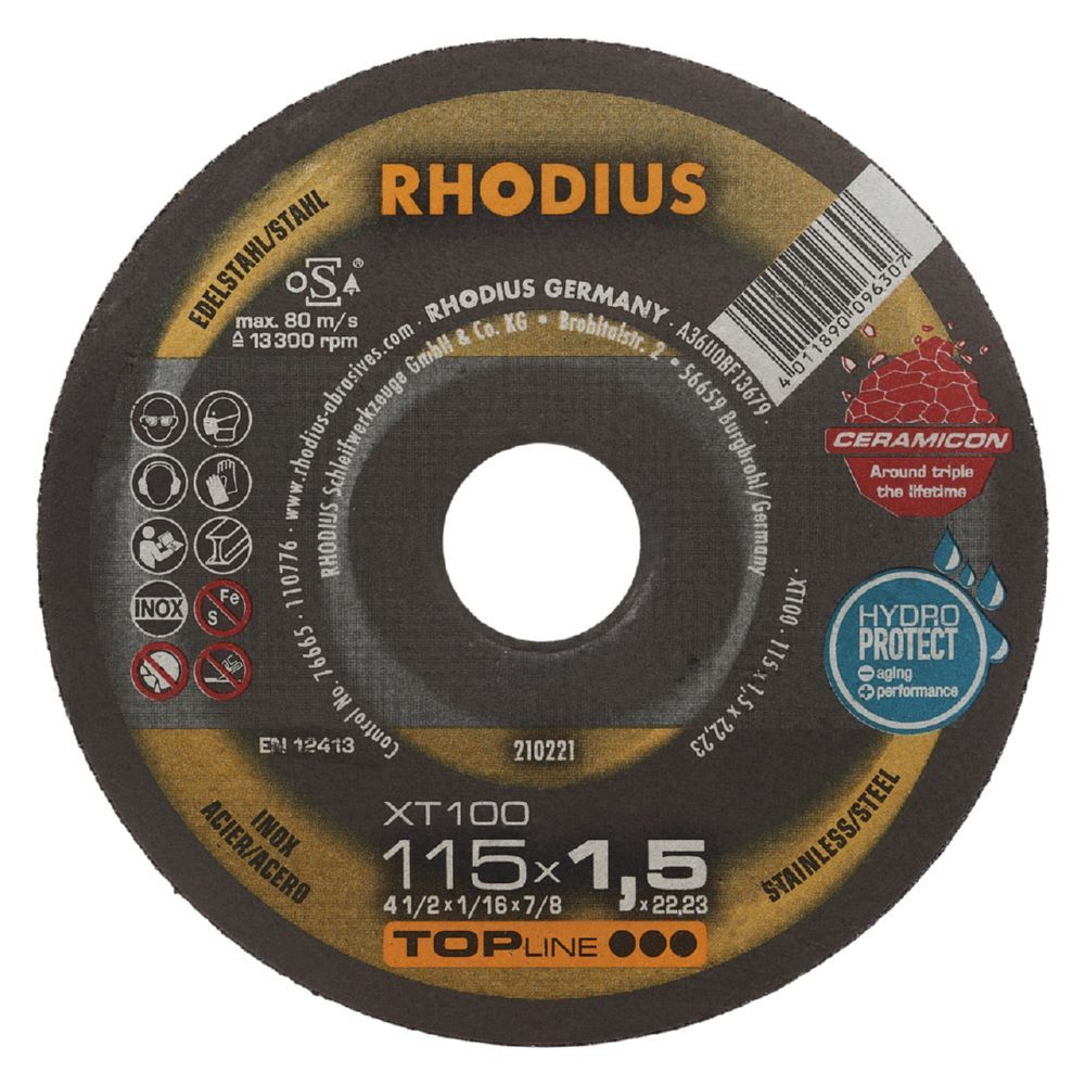 Produktbild Rhodius XT100 Extradünne Trennscheibe Stärke 1,5 mm Durchmesser 115 mm