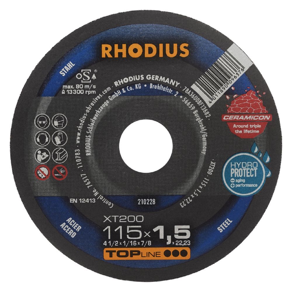 Produktbild Rhodius XT200 Extradünne Trennscheibe für Stahl Durchmesser 115 mm