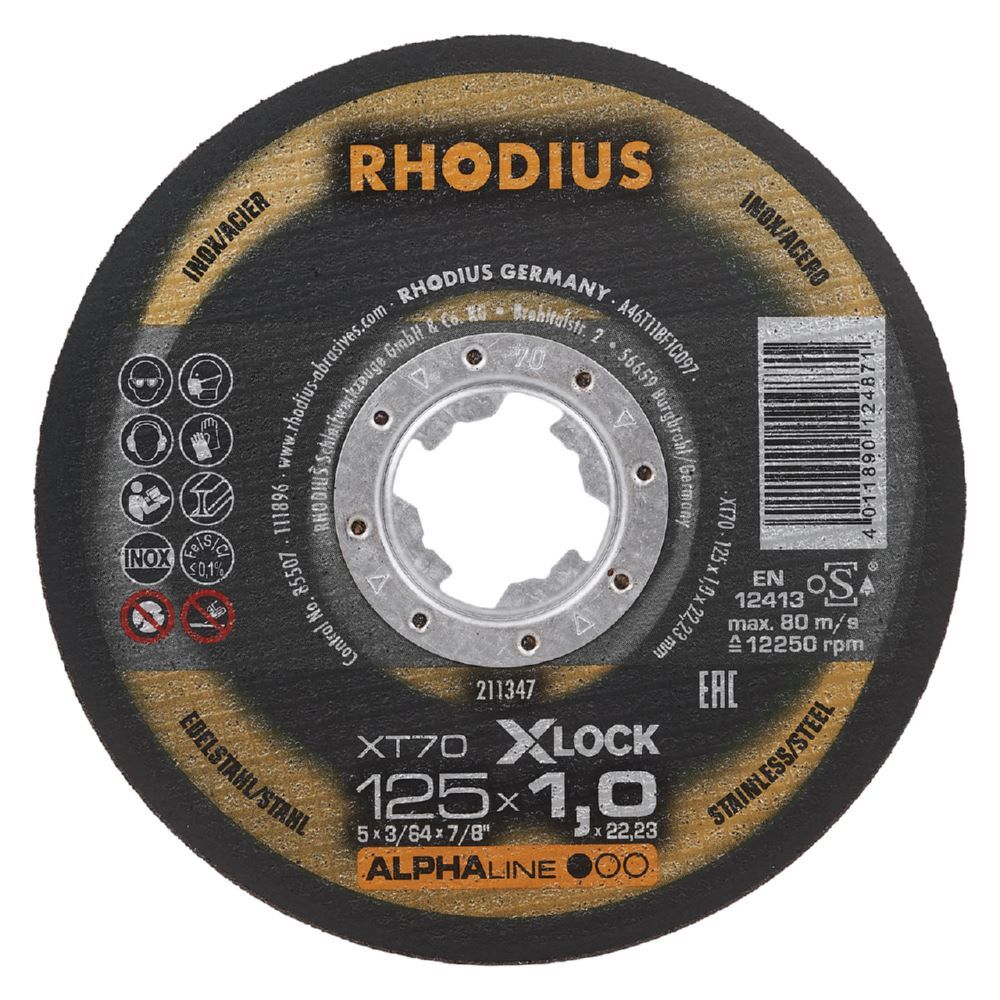 Produktbild Rhodius XT70 X-LOCK Extradünne Trennscheibe Durchmesser 125 mm Stärke 1,0 mm