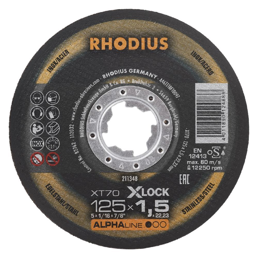 Produktbild Rhodius XT70 X-LOCK Extradünne Trennscheibe Stärke 1,5 mm Durchmesser 125 mm