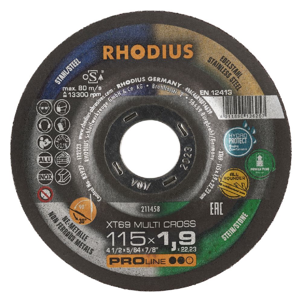 Produktbild Rhodius XTK69 MULTI CROSS Extradünne Trennscheibe Stärke 1,9 mm Durchmesser 115 mm