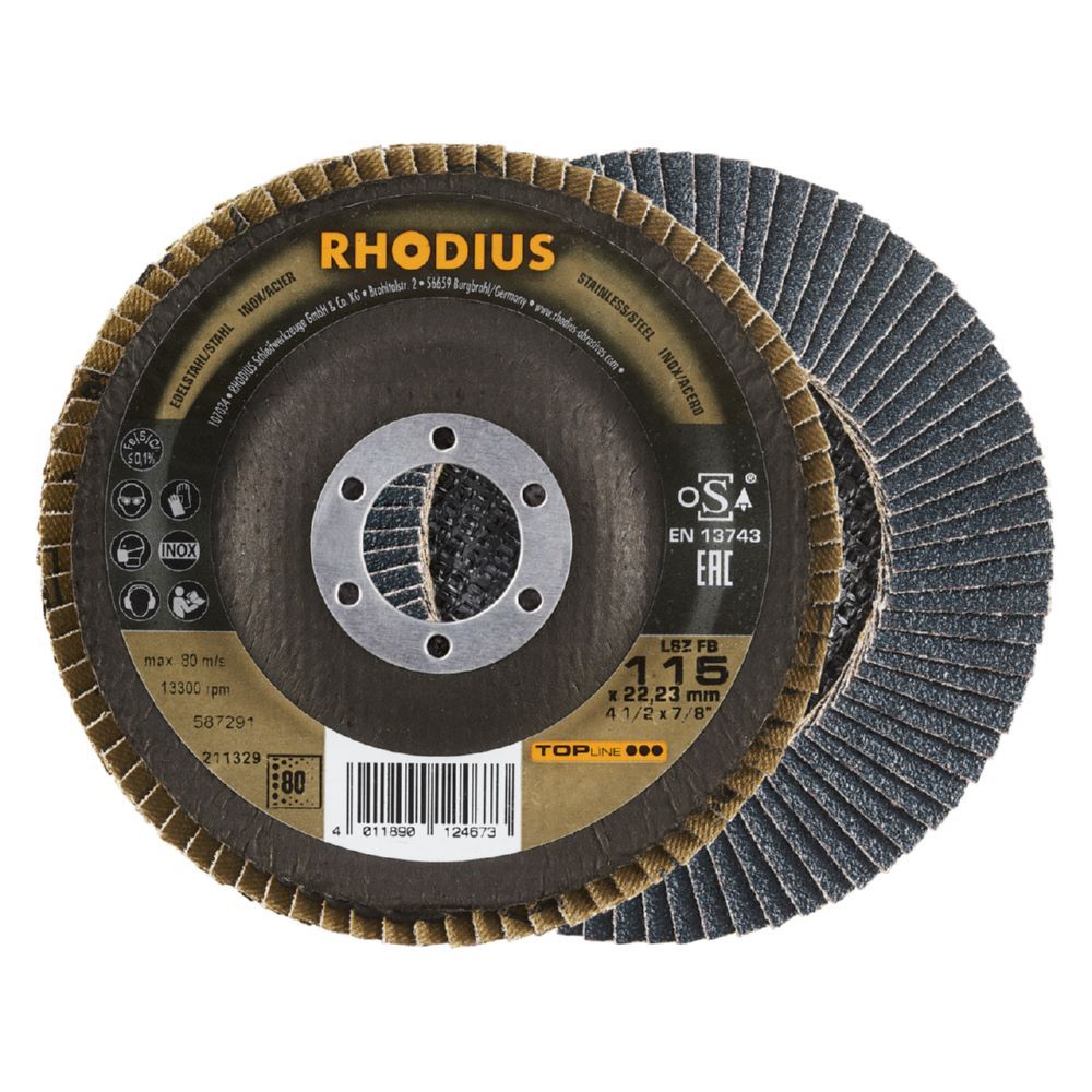 Produktbild Rhodius LSZ FB Fächerschleifscheibe K 80 Durchmesser 115 x 22,23 mm