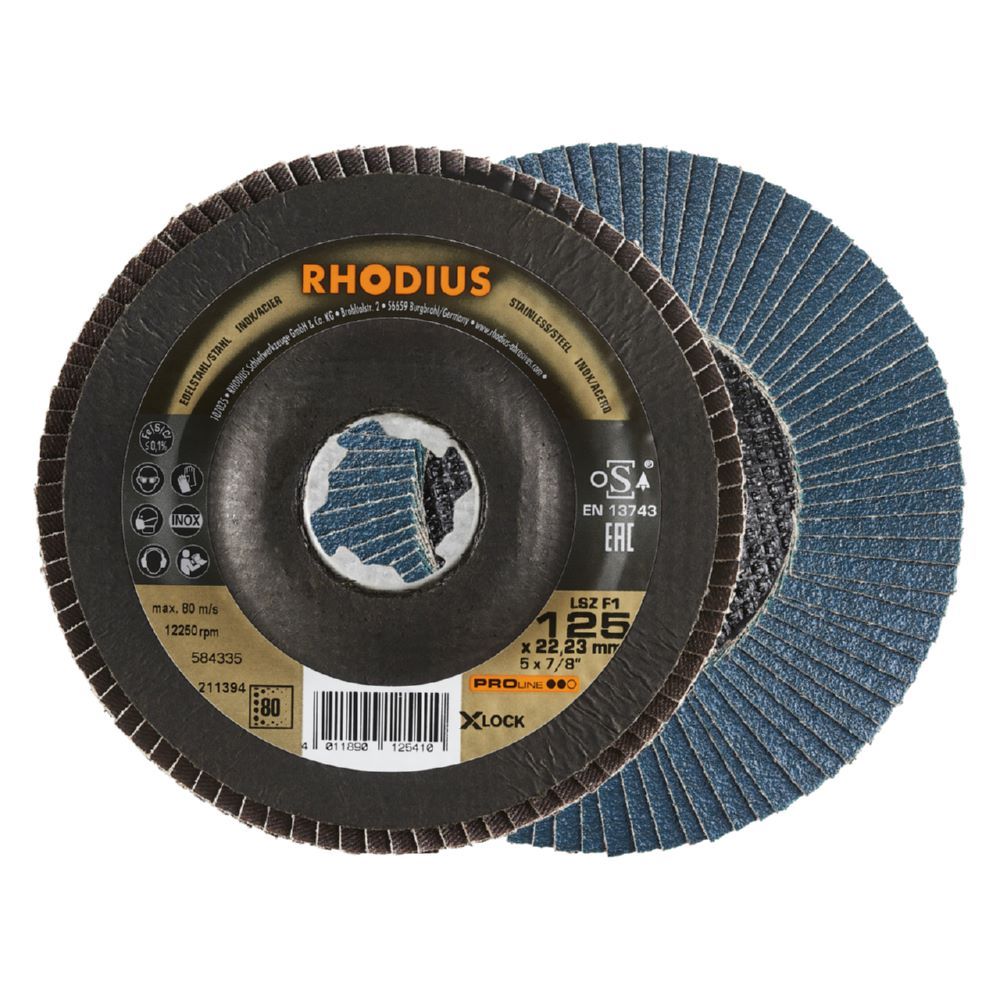 Produktbild Rhodius LSZ F1 X-LOCK Fächerschleifscheibe K80 115 x 22,23 mm