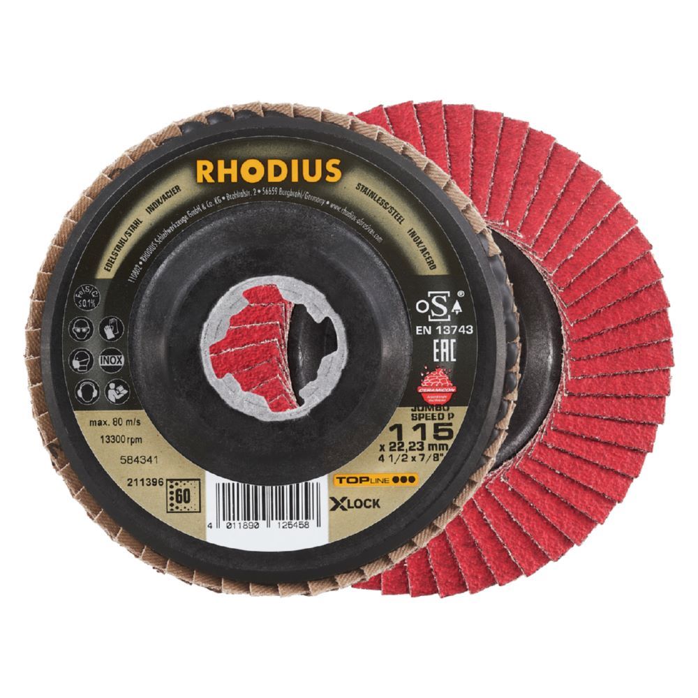 Produktbild Rhodius JUMBO SPEED P X-LOCK Fächerschleifscheibe 115 x 22,23 mm K60 schräg
