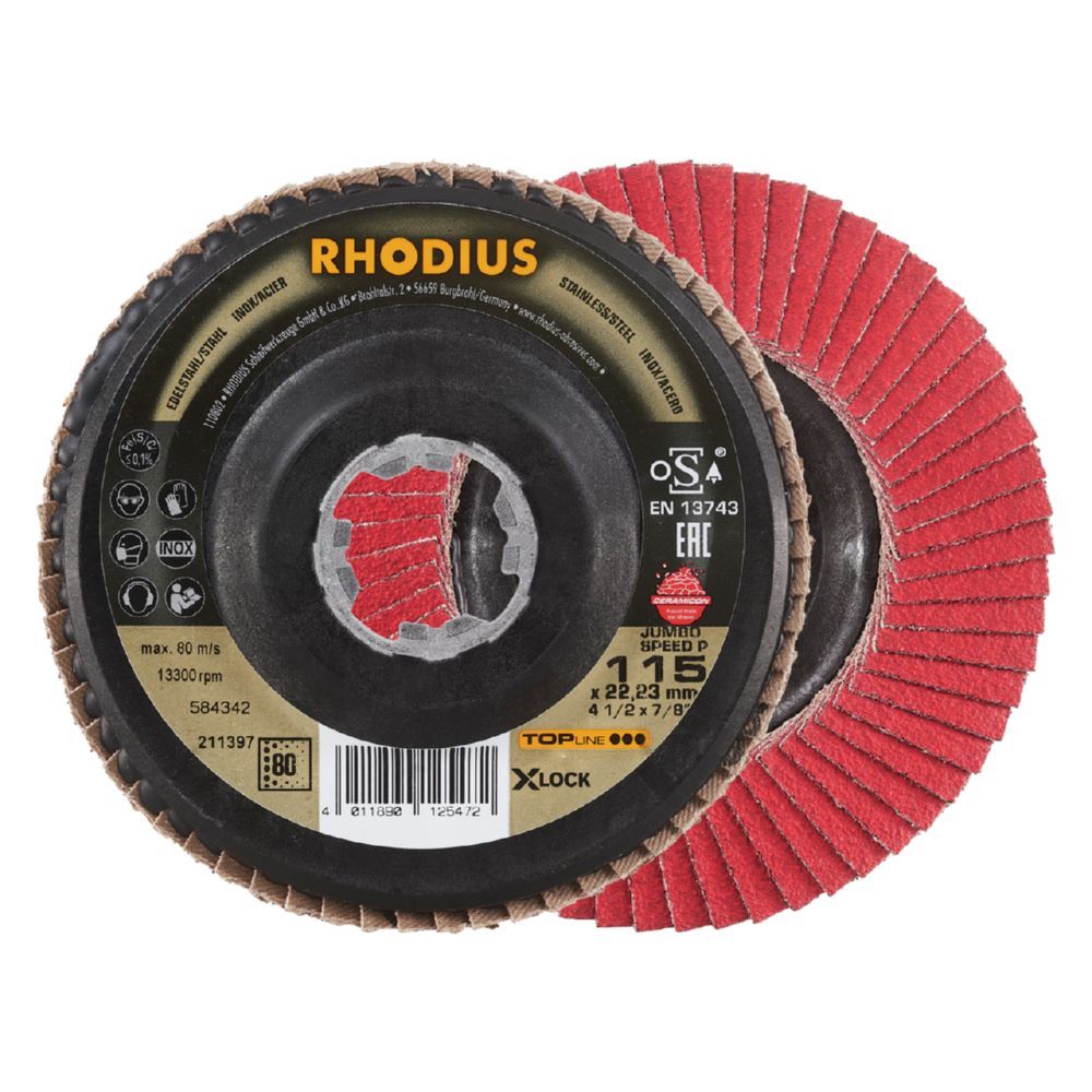Produktbild Rhodius JUMBO SPEED P X-LOCK Fächerschleifscheibe 115 x 22,23 mm K80 schräg