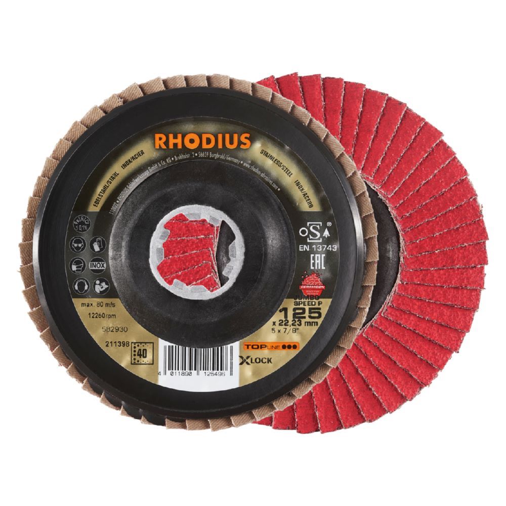 Produktbild Rhodius JUMBO SPEED P X-LOCK Fächerschleifscheibe 125 x 22,23 mm K40 schräg