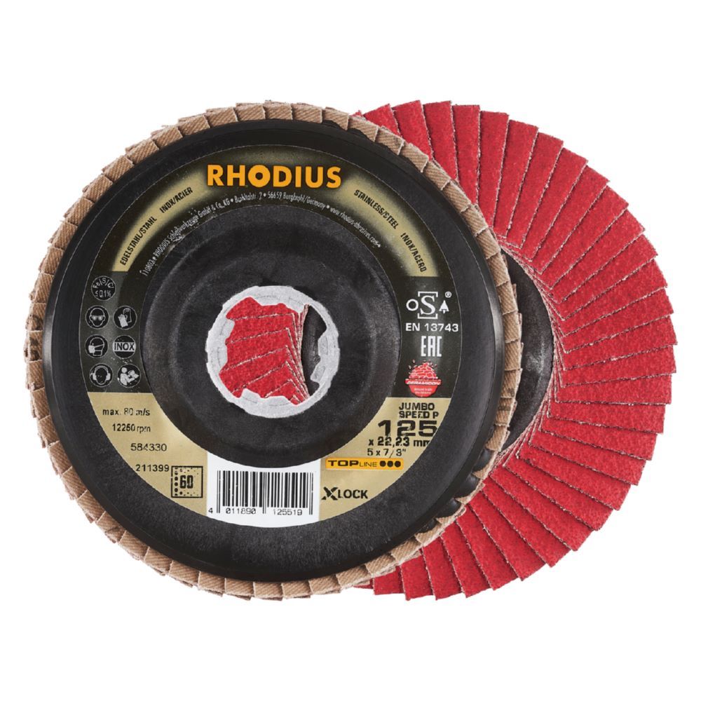 Produktbild Rhodius JUMBO SPEED P X-LOCK Fächerschleifscheibe 125 x 22,23 mm K60 schräg