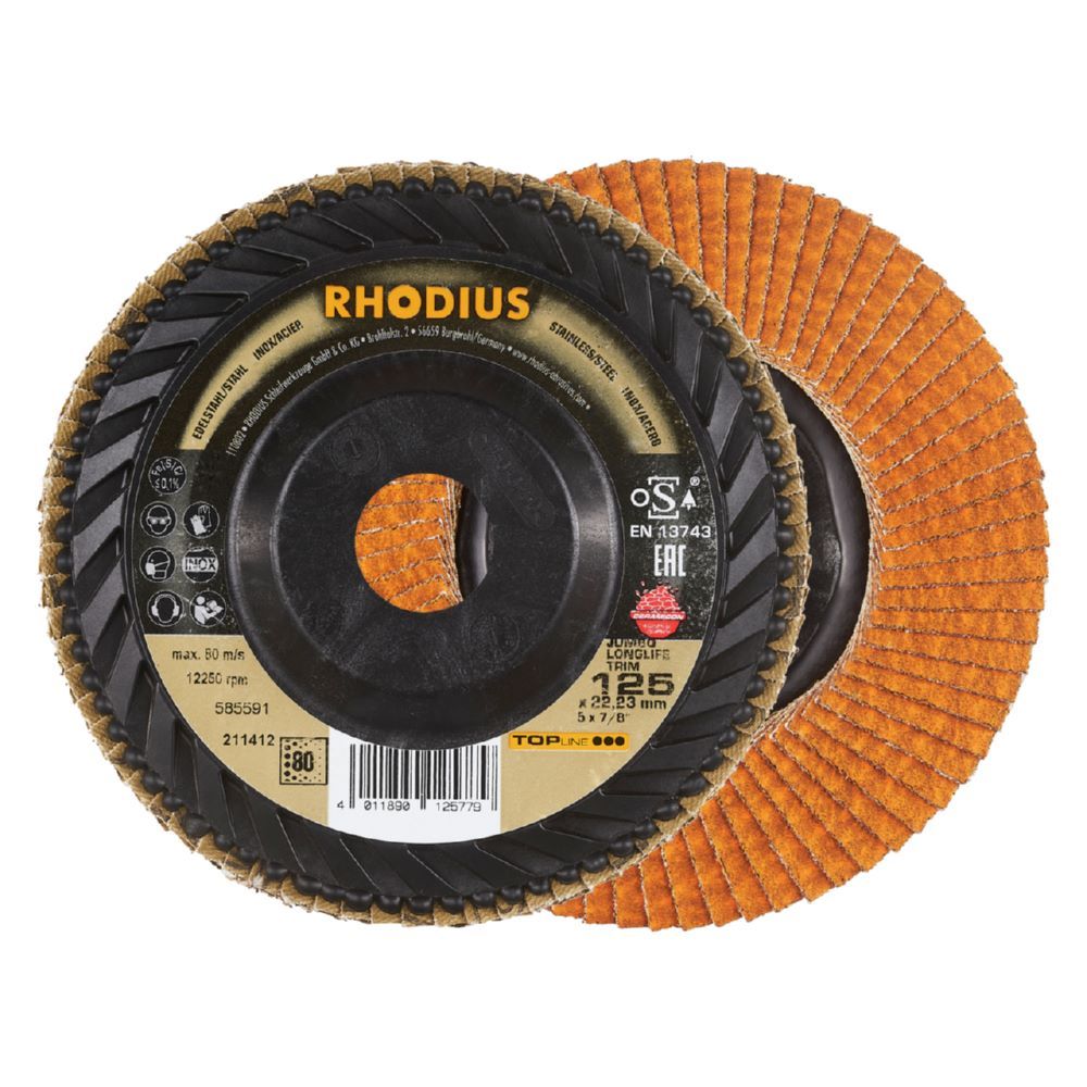 Produktbild Rhodius JUMBO LONGLIFE TRIM Fächerschleifscheibe 125 x 22,23 mm K80
