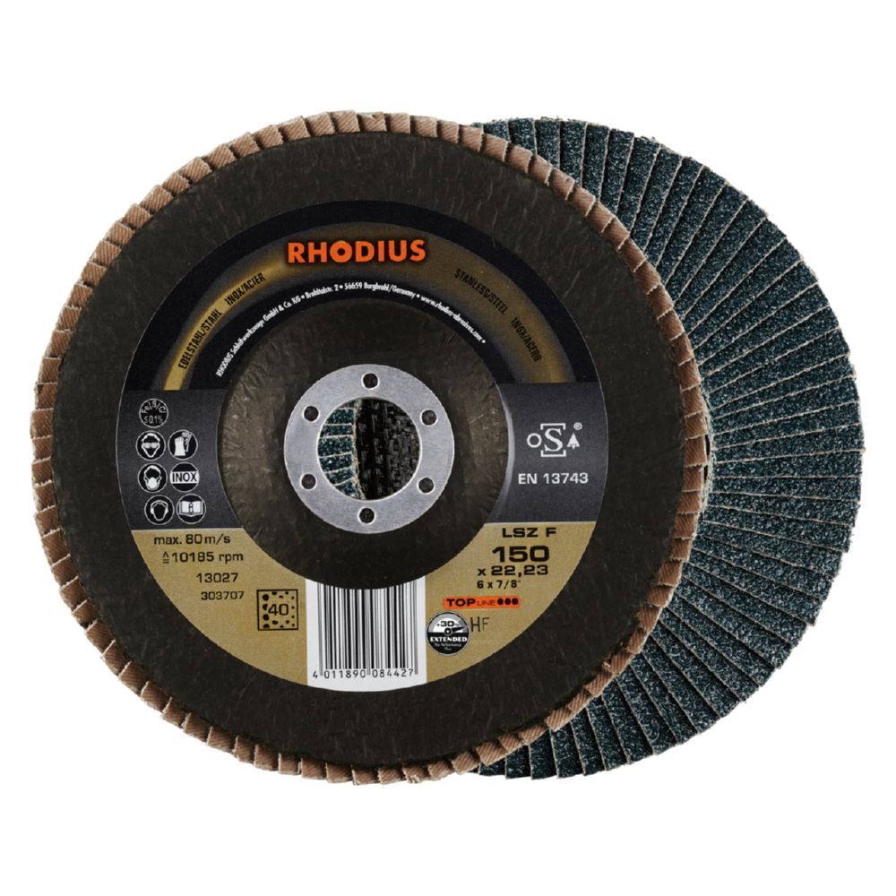 Produktbild Rhodius LSZ F Fächerschleifscheibe Durchmesser 150 mm Bohrung 22,23 mm