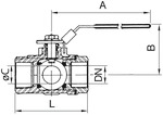 Produktbild Riegler Kugelhahn 3 Wege L-Bohrung G2 DN50 Edelstahl 1.4408 bild 2