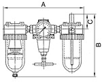 Produktbild Riegler Wartungseinheit Standard 3 teilig mit PC Behälter und Schutzkorb BG4 G1.1/4 bild 2