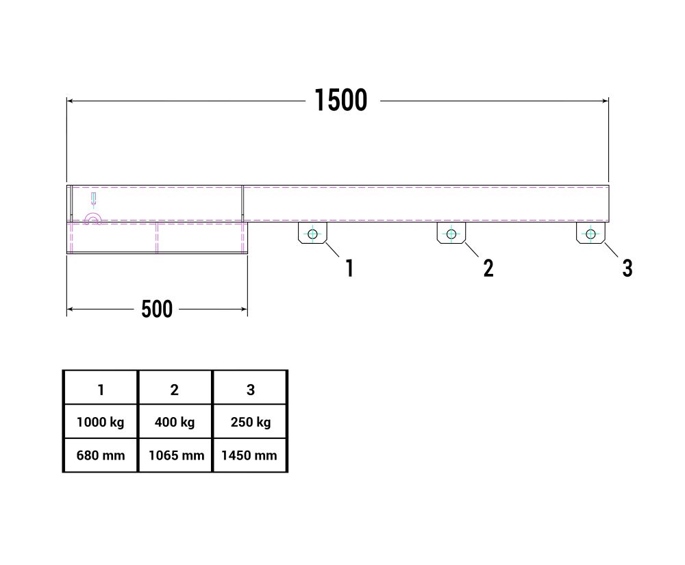 Produktbild RR Lastarm Typ RLA-1 1500 Traglast 1000kg RAL2004 bild 4