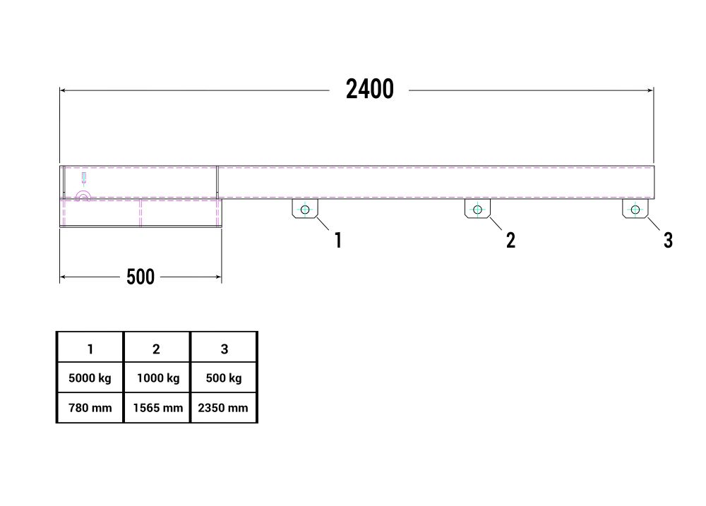 Produktbild RR Lastarm Typ RLA 5 2400 RAL2004 Traglast 5000kg bild 4
