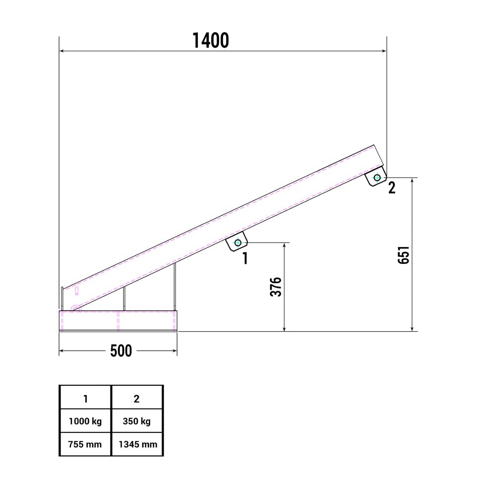 Produktbild RR Lastarm Typ RLH 1 verzinkt 1000 kg Traglast 1390 mm bild 4