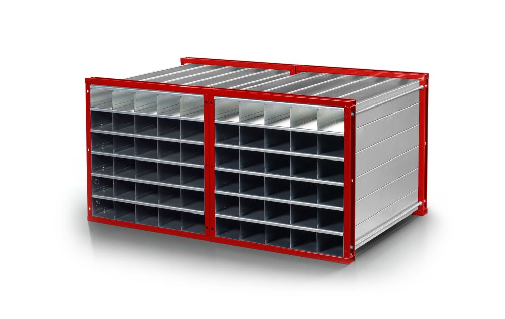 Produktbild RR Wabenregal 128 Wannen Typ RWR 128/1 Maße 1000 x 1000 mm